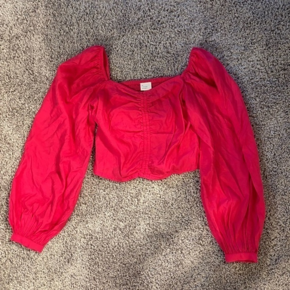 Women's Red Puff Sleeve Top